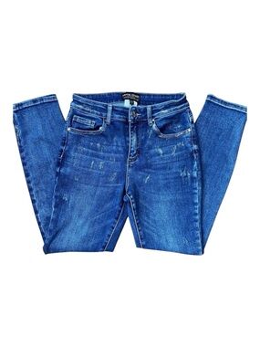 FRANK Lyman blue jeans high rise waist stretchy gold powder size 4-6 distressed
